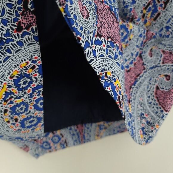 J. Crew Red Blue Paisley Pencil Skirt Lined Midi Size 8 - Picture 6 of 7